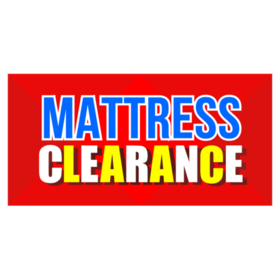 Mattress Clearance Multi Colored Lettering Sale Banner
