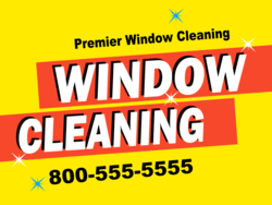 White Window Cleaning On Two Orange Diagonal Lines over Yellow Background Yard Sign