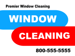 White Window Cleaning On Blue  and Red Oval Yard Sign