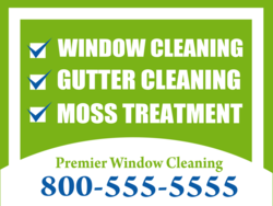 White Window Cleaning Bullet Listing On Green Border Yard Sign