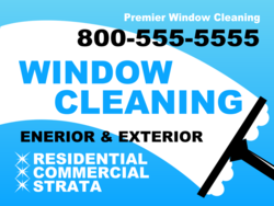 Squeegee White Swoop Design On Blue Background Window Cleaning Yard Sign 
