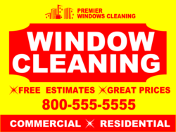 White Window Cleaning Text On Orange Marquis Over Yellow Background and Inverse Custom Text  Yard Sign