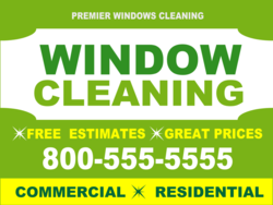 Green Window Cleaning Text On White Marquis Over Green Background and Inverse Custom Text  Yard Sign