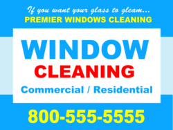 Blue and Red Window Cleaning On White Centered Box Over Two Tone Blue Background Yard Sign