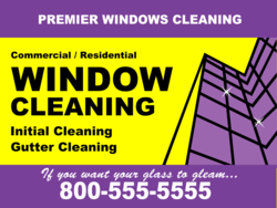 Purple Skyscraper Exterior Window Design On Yellow Commercial Window Cleaning Yard Sign