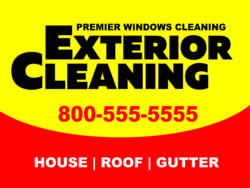 Yellow Oval Shape Over Red Background With Black and Red Exterior Cleaning Pressure Wash Sign