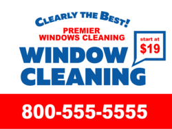 Red Bottom Boxed Phone Area With Blue Window Cleaning Starting At Yard Sign