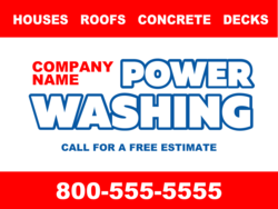 White Space In Middle of Red Background With Blue Outlined Power Washing Company Name Brandable Sign