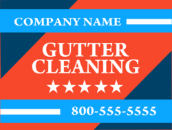 Red Diagonally Striped On Blue 5 Star Gutter Cleaning Sign