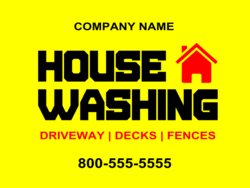 Black on Yellow With Home Silhouette House Washing Sign With Service Highlights and Phone