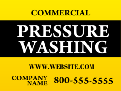Black Stripe Over Orange Shade Commercial Pressure Washing Sign With Company Name, Website and Phone