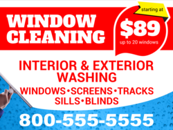 Red White and Blue Highlighted Starting At Priced Window Cleaning Yard Sign