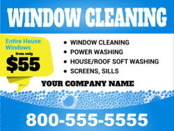 Blue Soapy Bubbles With Service Listings Window Cleaning Yard Sign