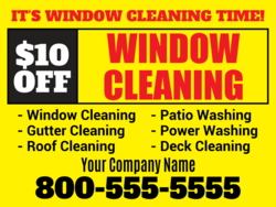 Custom $ Off Window Cleaning Yard Sign With Service Listing