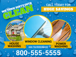 Three Round Photo Ready Highlights Feature Ready Window Cleaning Yard Sign 