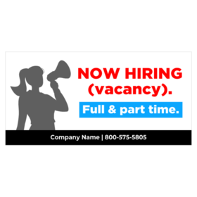 Red Now Hiring Blue Full Part Time With Megaphone Banner