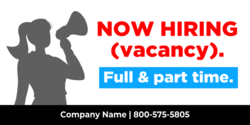 Red Now Hiring Blue Full Part Time With Megaphone Banner