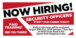 Now Hiring Security Officers Banner