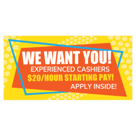 Now Hiring Cashiers Banner