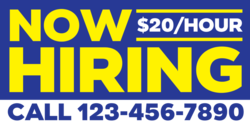 Now Hiring $20 and Hour Banner