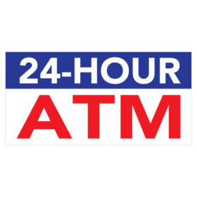 24 Hour ATM Red White and Purple Banner