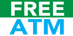 ATM Free On Green and Blue Banner