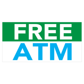 ATM Free On Green and Blue Banner