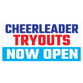Cheerleader Tryouts Now Open Banner