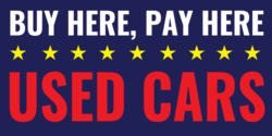 Bold Red, White With Yellow Stars on Blue Buy Here Pay Here Banner