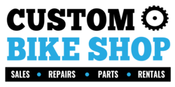 Black and Blue Custom Bike Shop Cog Design Banner