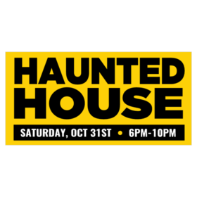 Bold Black On Halloween Orange Haunted House Announcement Banner