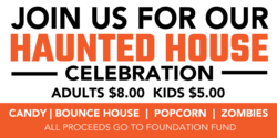 Dark Orange and Black Join Us For Haunted House Celebration Banner