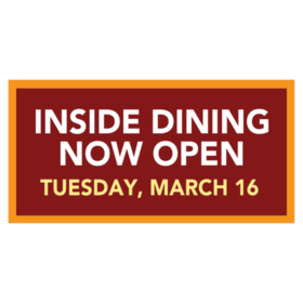 Inside Dining Now Open Banner