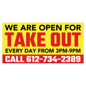 We Are Open For Takeout Daily Banner