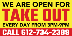 We Are Open For Takeout Daily Banner