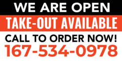 Takeout Available Call Now Banner