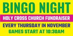 Bingo Night Green White and Black Text Over Yellow Banner