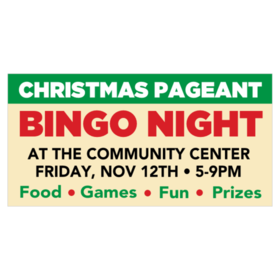 Christmas Colored Bingo Night Banner