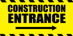 Yellow and Black Warning Styled Construction Entrance Banner