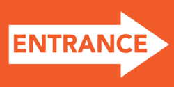 Large White Arrow On Orange Bold Entrance Banner