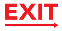 Red Bold Exit Right Arrow Banner