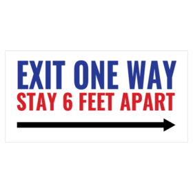 Blue Bold Exit One Way 6 Feet Apart Social Distance Banner