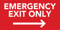 White On Red Emergency Exit Only Banner
