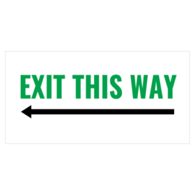 Green Exit This Way Left Black Arrow Banner
