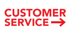 Red On White Customer Service To Right Banner