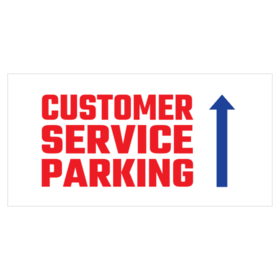 Red and Blue On White Customer Service Ahead Banner