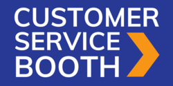 White On Blue Customer Service Booth Banner