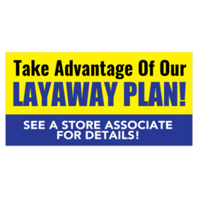 Inverse Yellow and Blue Layaway Plan Banner