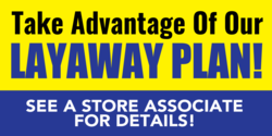 Inverse Yellow and Blue Layaway Plan Banner