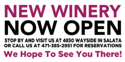 New Winery Now Open Banner